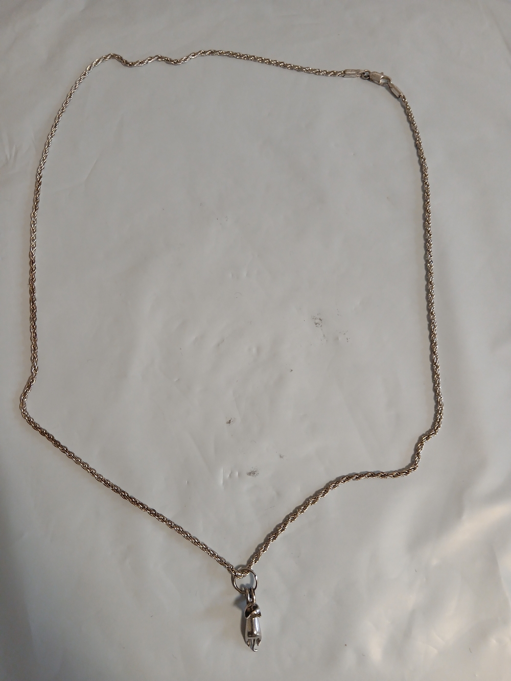 Classic Silver Rope Chain Necklace with Pendant - Women Jewelry - Picture 1 of 4
